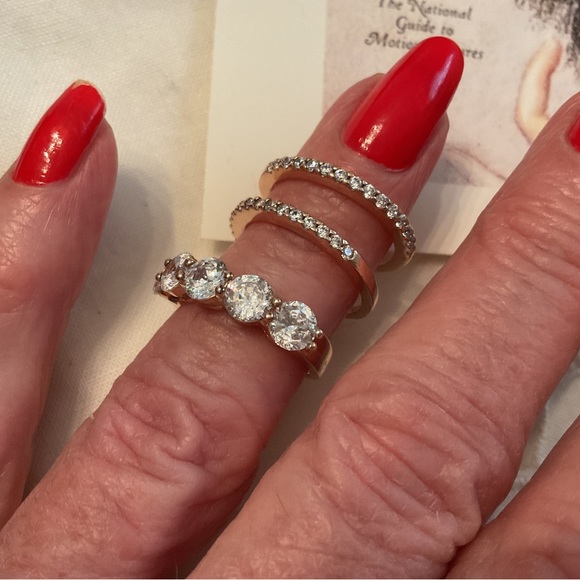 NEW/WITHOUT TAGS ITALY, 925 STERLING ROSE GOLD CUBIC ZIRCONIA WEDDING SET SIZE 6 - Picture 12 of 16